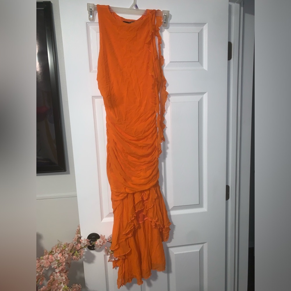 SHEIN Vibrant Orange Asymmetrical Dress